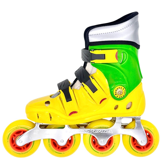 HUNGTA yellow inline skates – lightweight aluminum frame, made in Taiwan