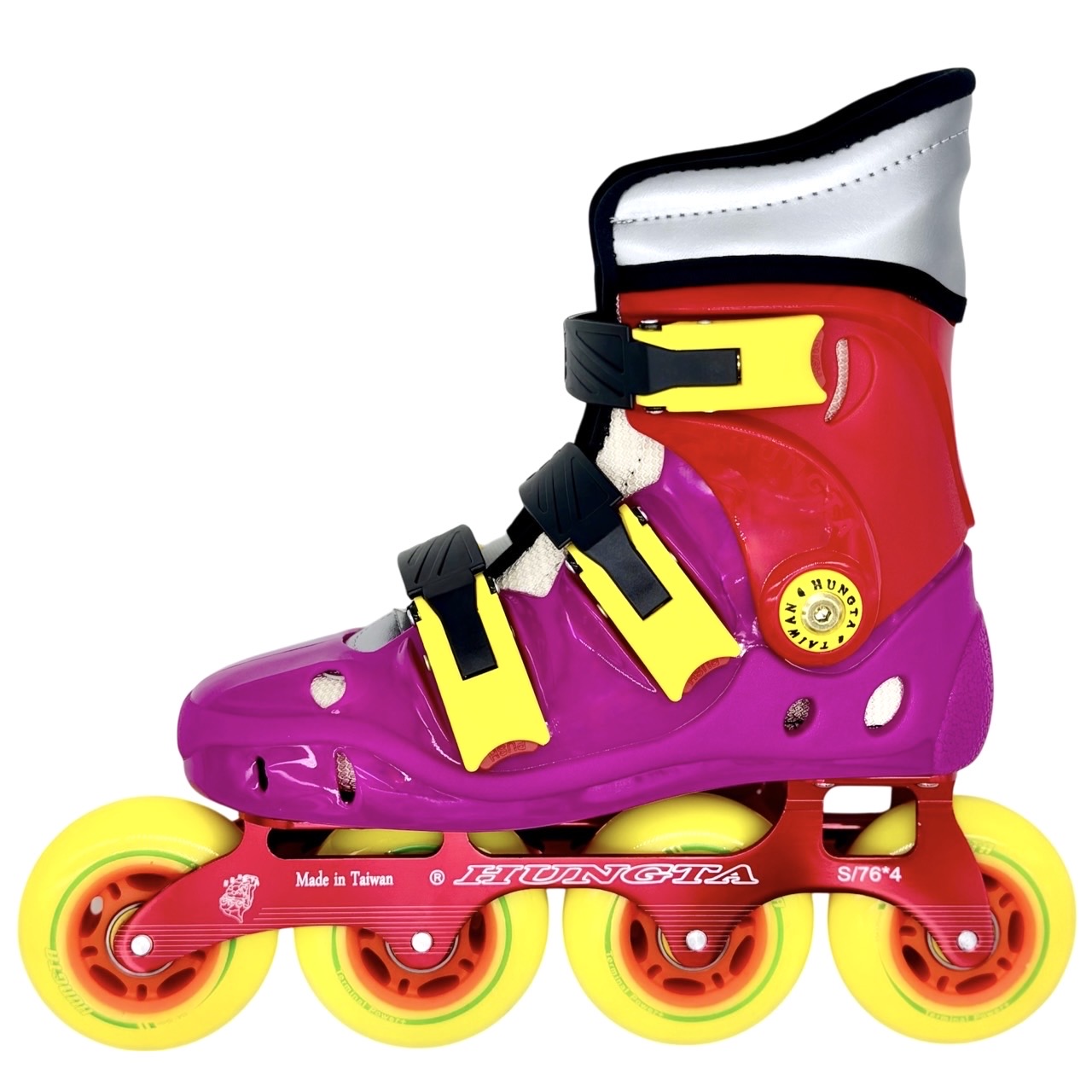 HUNGTA purple inline skates – lightweight aluminum frame, made in Taiwan