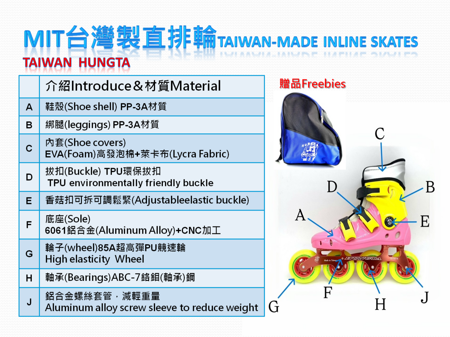 HUNGTA durable hard shell, breathable inner lining, aluminum alloy frame